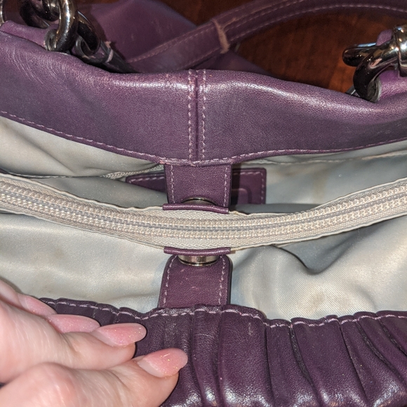Coach Ashley Pleated Satchel in Purple Leather - Picture 8 of 16